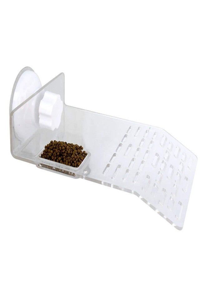 TRADESK Anky Turtle Plastic Ladder Bridge Shape Platform Bask | Aquarium Tank Reptile Turtle Climbing Basking Terrace Floating Platform Dock with Food Plate - (White) - Image 1