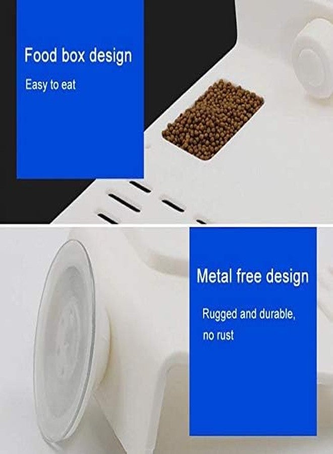 TRADESK Anky Turtle Plastic Ladder Bridge Shape Platform Bask | Aquarium Tank Reptile Turtle Climbing Basking Terrace Floating Platform Dock with Food Plate - (White) - Image 4