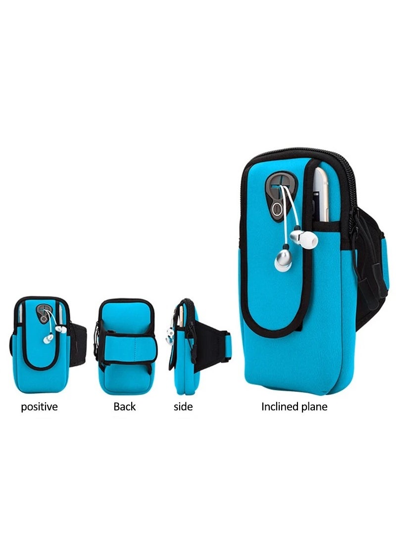 Rubik - Universal Cell Phone Armband Pouch Bag Case for iPhone X, Xs, 8, 7, 6, 6S Samsung Galaxy S9, S8, S7, S6, A8 with Adjustable Band & Key Holder for Running, Walking, Gym, Blue - Image 1