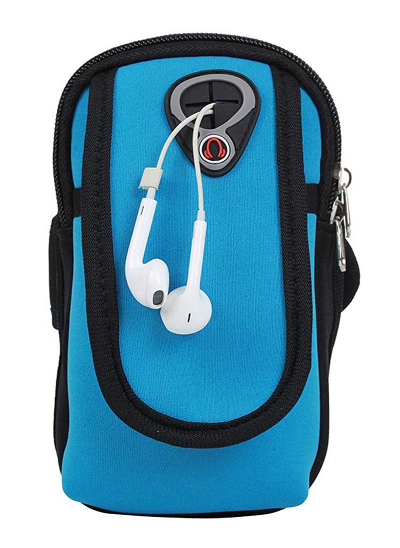 Rubik - Universal Cell Phone Armband Pouch Bag Case for iPhone X, Xs, 8, 7, 6, 6S Samsung Galaxy S9, S8, S7, S6, A8 with Adjustable Band & Key Holder for Running, Walking, Gym, Blue - Image 1