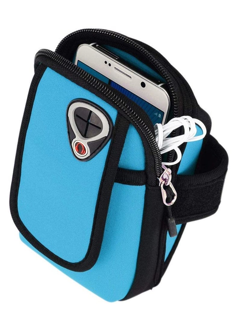 Rubik - Universal Cell Phone Armband Pouch Bag Case for iPhone X, Xs, 8, 7, 6, 6S Samsung Galaxy S9, S8, S7, S6, A8 with Adjustable Band & Key Holder for Running, Walking, Gym, Blue - Image 1