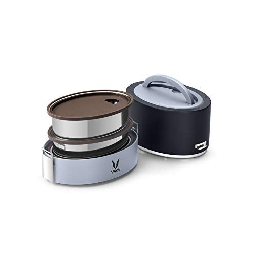 VAYA TYFFYN Lunch Box for Kids for School, Polished Stainless Steel Tiffin Box Without BagMat, 600ml Insulated Tiffin Box for Office for Men with 2 Containers, Hot Lunch Box for Boys,Black - Image 1