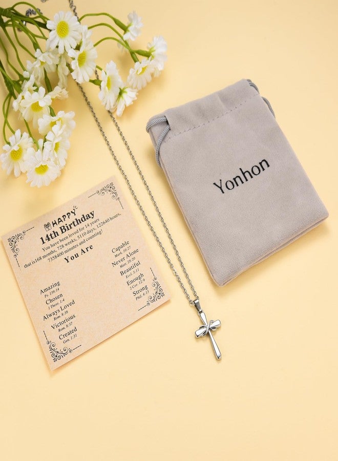 Yonhon Happy 14th Cross Birthday Necklace, 14th/14yr Year Old Birthday Necklace for Daughter Granddaughter Niece - Image 5