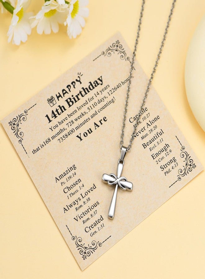 Yonhon Happy 14th Cross Birthday Necklace, 14th/14yr Year Old Birthday Necklace for Daughter Granddaughter Niece - Image 4