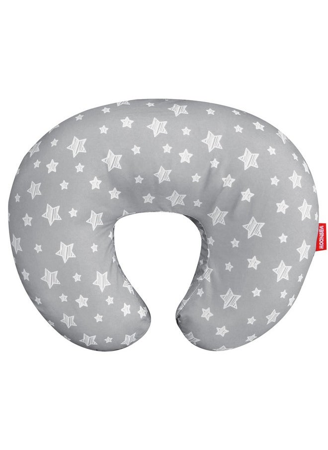 Moonsea Nursing Pillow Cover For Baby Snug Fits Boppy Nursing Pillows Breastfeeding Nursing Pillow Slipcovers Super Soft For Breastfeeding Moms Grey Star  - Image 1