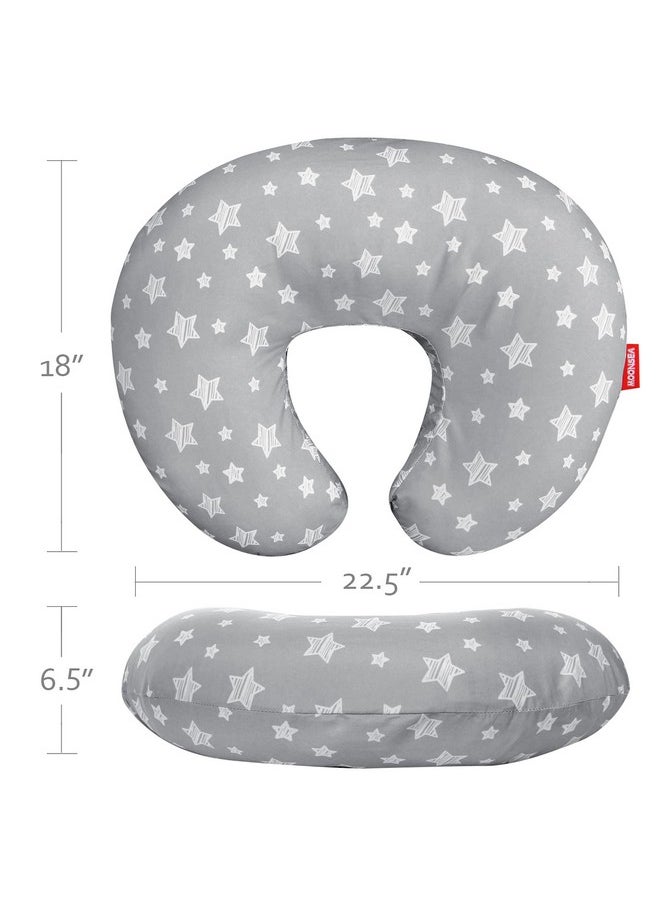 Moonsea Nursing Pillow Cover For Baby Snug Fits Boppy Nursing Pillows Breastfeeding Nursing Pillow Slipcovers Super Soft For Breastfeeding Moms Grey Star  - Image 5