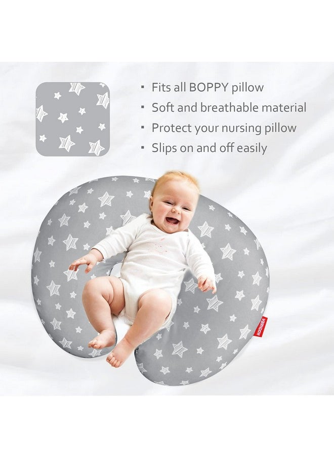 Moonsea Nursing Pillow Cover For Baby Snug Fits Boppy Nursing Pillows Breastfeeding Nursing Pillow Slipcovers Super Soft For Breastfeeding Moms Grey Star  - Image 4