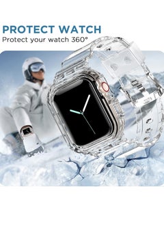 KASTWAVE Sports Band for Apple Watch Series 7, Transparent Clear Soft Silicone Crystal Strap with Case, Compatible with Apple Watch Band Series 7 Clear 42mm 44mm 45mm, for Men, Women  - Image 5