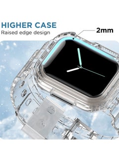 KASTWAVE Sports Band for Apple Watch Series 7, Transparent Clear Soft Silicone Crystal Strap with Case, Compatible with Apple Watch Band Series 7 Clear 42mm 44mm 45mm, for Men, Women  - Image 4
