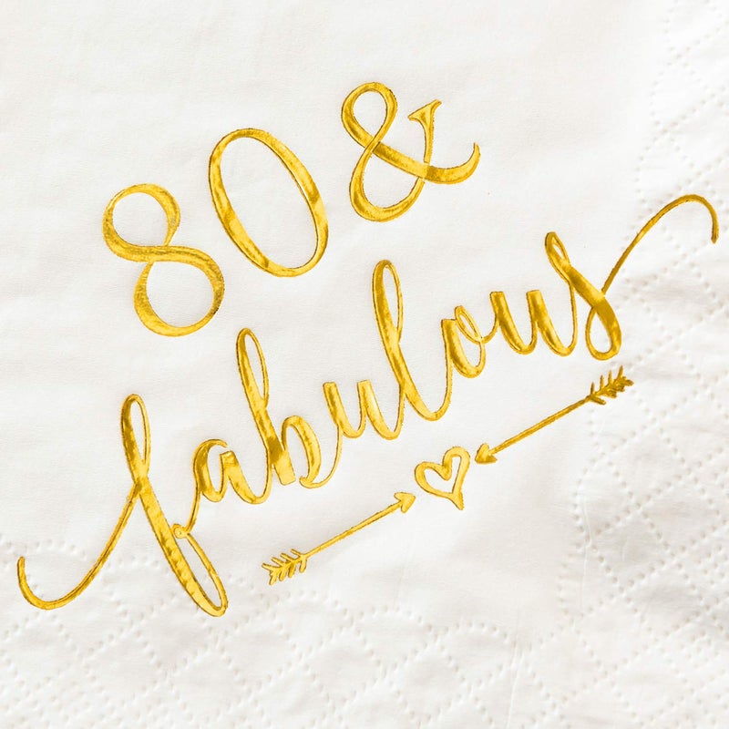 Crisky Crisky 80 and Fabulous Cocktail Napkins Gold for Women 80th Birthday Decorations  80th Birthday Bevergae Dessert Cake Table Supplies  50Pcs  3-Ply  - Image 4