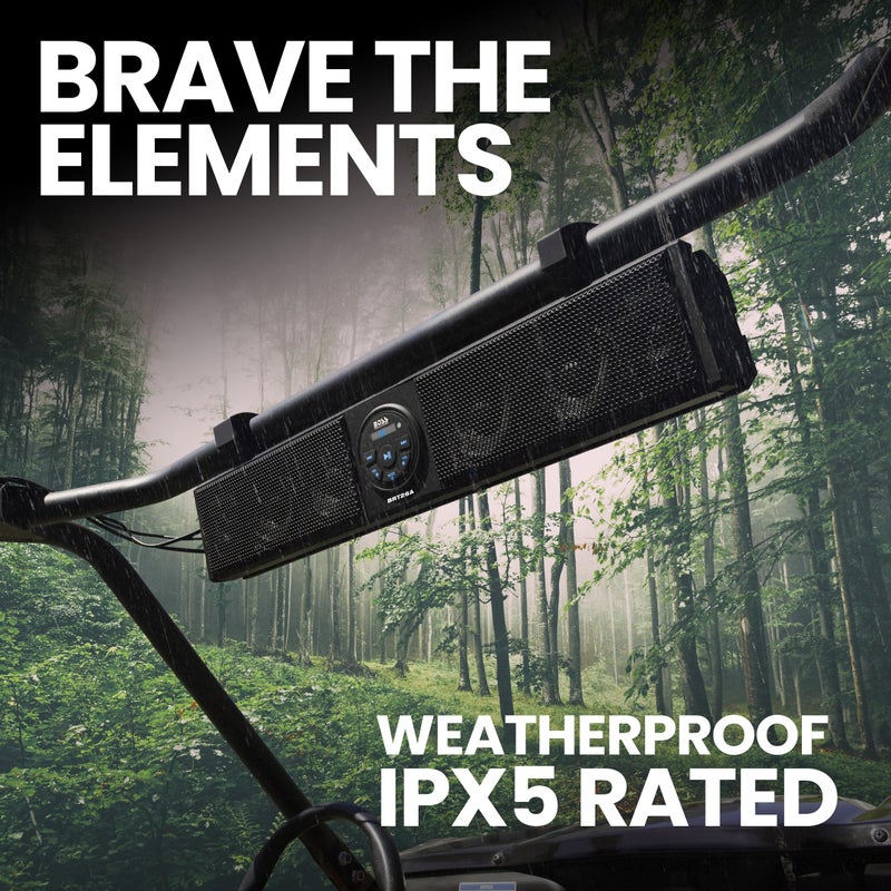 BOSS AUDIO SYSTEMS BOSS Audio Systems BRT26A UTV Sound Bar - 26 Inch Wide, IPX5 Rated Weatherproof, Bluetooth, Amplified, 4 Inch Speakers, Horn Loaded Tweeters, Easy Installation for Dune Buggies, Jeeps, Rock Crawlers  - Image 2