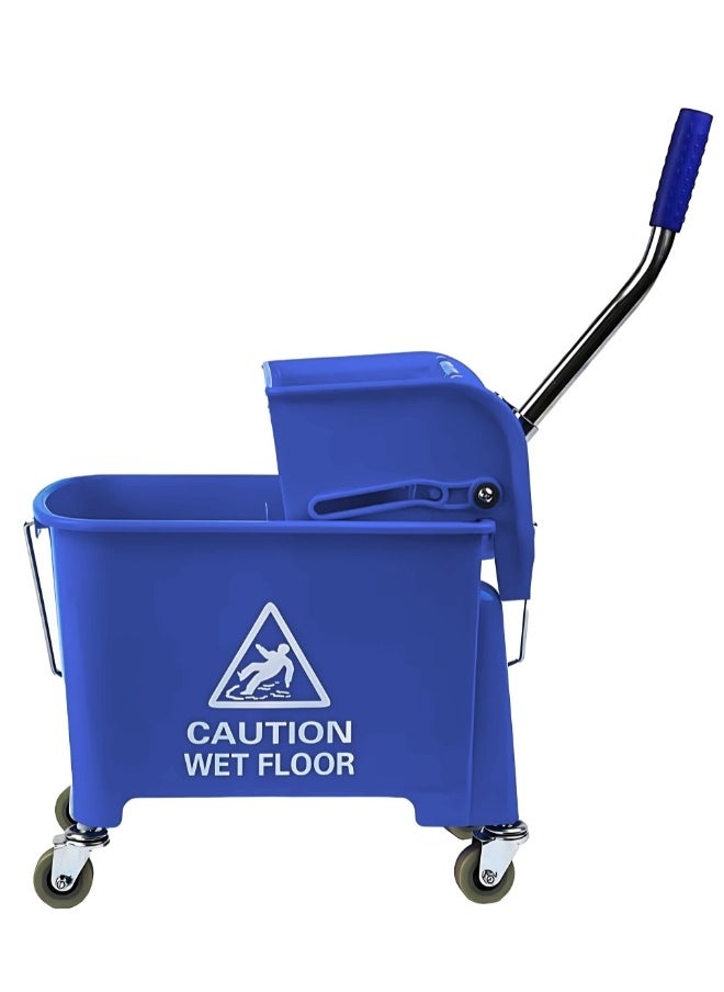 AKC AKC 20-Liter Mop Bucket with Wringer and 4-Wheel 360° Rotating Swivel Trolley, Double-Chambered Design, Heavy-Duty for Home, Office, Restaurants, Hotels, Halls, and Commercial Spaces- Blue  - Image 4