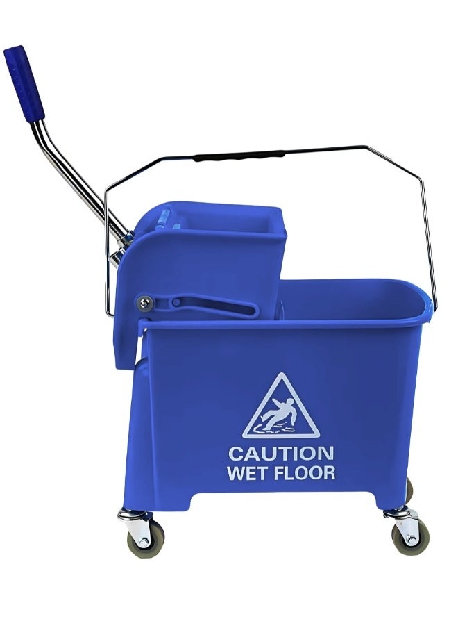 AKC AKC 20-Liter Mop Bucket with Wringer and 4-Wheel 360° Rotating Swivel Trolley, Double-Chambered Design, Heavy-Duty for Home, Office, Restaurants, Hotels, Halls, and Commercial Spaces- Blue  - Image 3