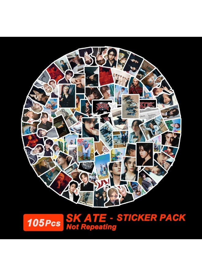 NIBEMINENT 105 قطعة ملصقات كيبوب ستراي كيدز ATE ديكو كيت مقاومة للماء، طباعة عالية الدقة بألوان زاهية، مناسبة للكمبيوتر المحمول، لوح التزلج، الأمتعة، زجاجة الماء، الجيتار، DIY - Image 1