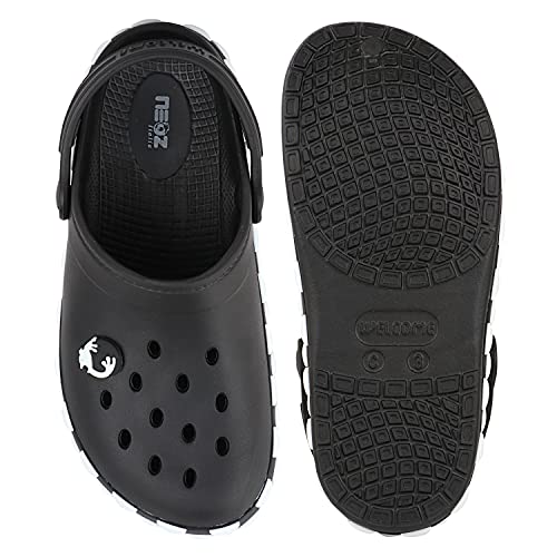 NEOZ Casual Slingback Clogs for Kids with Soft Sole | Slip-On Breathable, Lightweight | Comfortable & Durable | Stylish Indoor & Outdoor Sandals Clogs for Kids, K-GEMS-NERO_3 - Image 3