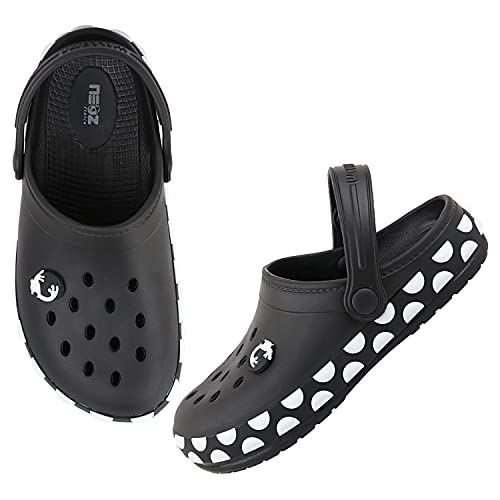 NEOZ Casual Slingback Clogs for Kids with Soft Sole | Slip-On Breathable, Lightweight | Comfortable & Durable | Stylish Indoor & Outdoor Sandals Clogs for Kids, K-GEMS-NERO_3 - Image 2