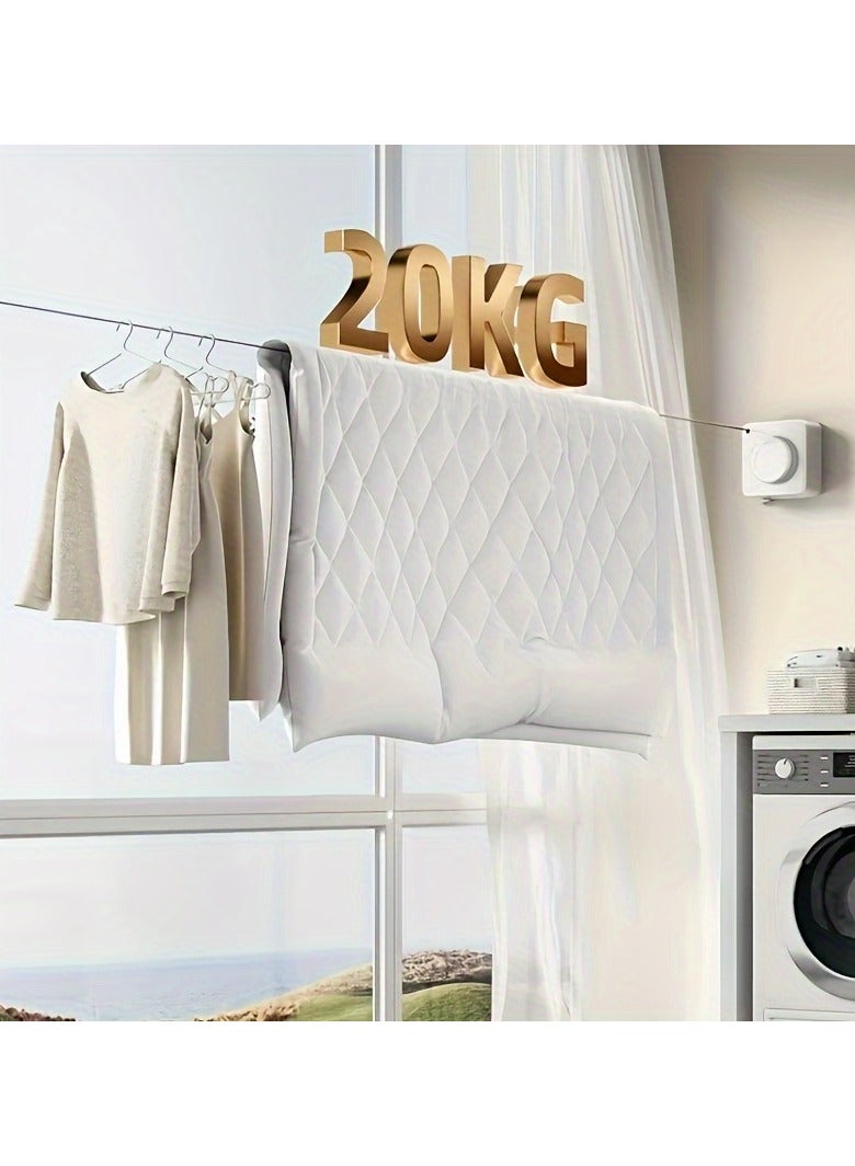 ارواق بكرة حبل غسيل قابلة للسحب ومتينة بطول 4.25 متر، مصنوعة من الفولاذ المقاوم للصدأ 304، مثالية للاستخدام الداخلي في غرف الإيجار أو على الشرفات، مثالية لتعليق المناشف واللحاف وحبال الغسيل - Image 2