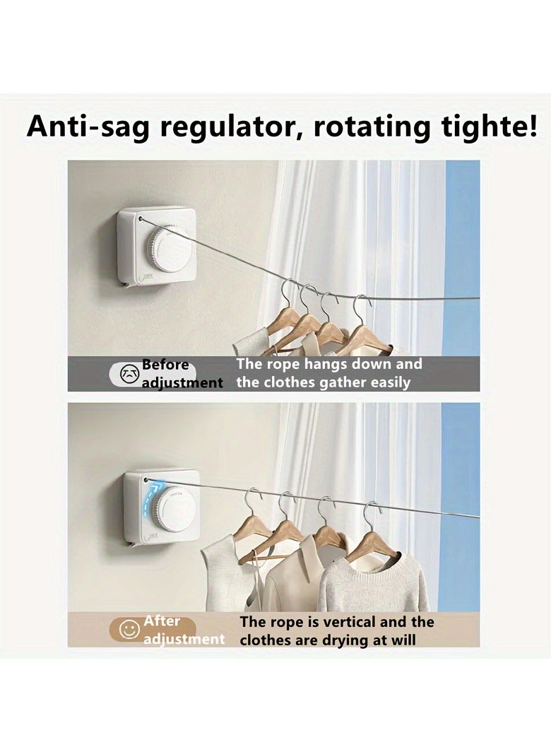 ارواق بكرة حبل غسيل قابلة للسحب ومتينة بطول 4.25 متر، مصنوعة من الفولاذ المقاوم للصدأ 304، مثالية للاستخدام الداخلي في غرف الإيجار أو على الشرفات، مثالية لتعليق المناشف واللحاف وحبال الغسيل - Image 4