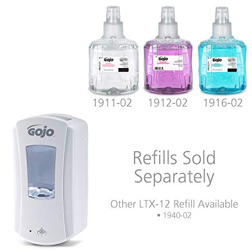 GOJO LTX-12 Touch-Free Foam Hand Soap Dispenser, White, for 1200 mL GOJO LTX-12 Hand Soap Refills (Pack of 1) - 1980-01 - Image 4