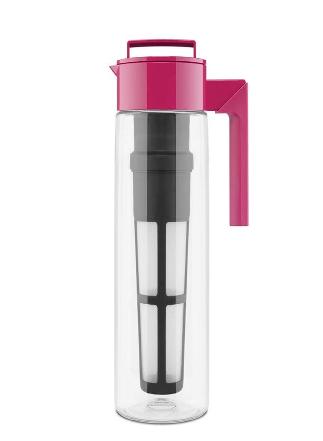 Takeya Flash Chill Iced Tea Maker - Airtight & Durable Iced Tea Maker Jug with Silicone Carry Handle - Leak-Proof & Lightweight Tea Infuser with Patented Flash Chill Technology - 2 Quart, Raspberry - Image 2