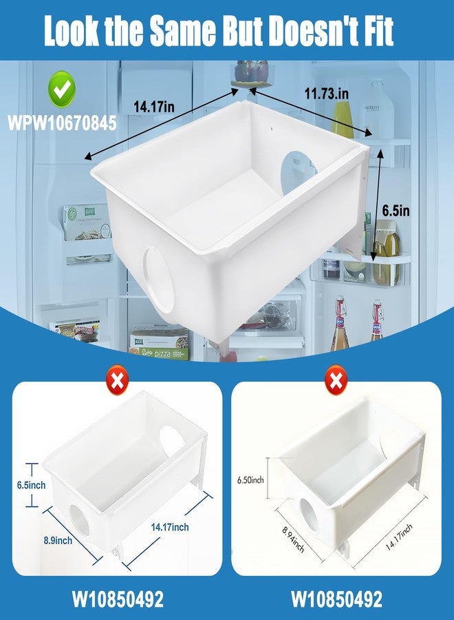 CCTP WPW10670845 Replacement Ice Bucket W10670845 for Whirlpool, Kenmore, KitchenAid, and Amana Refrigerators - Fits Part Numbers 2196091, 1115342, 1115372 - Image 3