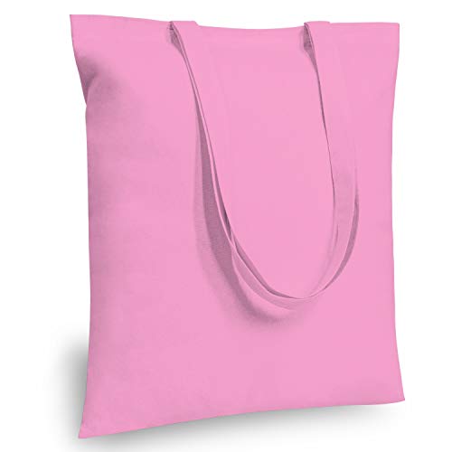 TOPDesign 24-Pack Economical 16"x15" Baby Pink Cotton Tote Bag, Lightweight Medium Reusable Grocery Shopping Cloth Bags, Suitable for DIY, Advertising, Promotion, Gift, Activity - Image 1