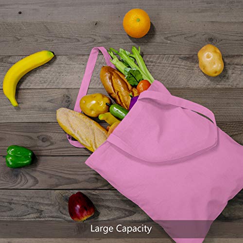 TOPDesign 24-Pack Economical 16"x15" Baby Pink Cotton Tote Bag, Lightweight Medium Reusable Grocery Shopping Cloth Bags, Suitable for DIY, Advertising, Promotion, Gift, Activity - Image 4