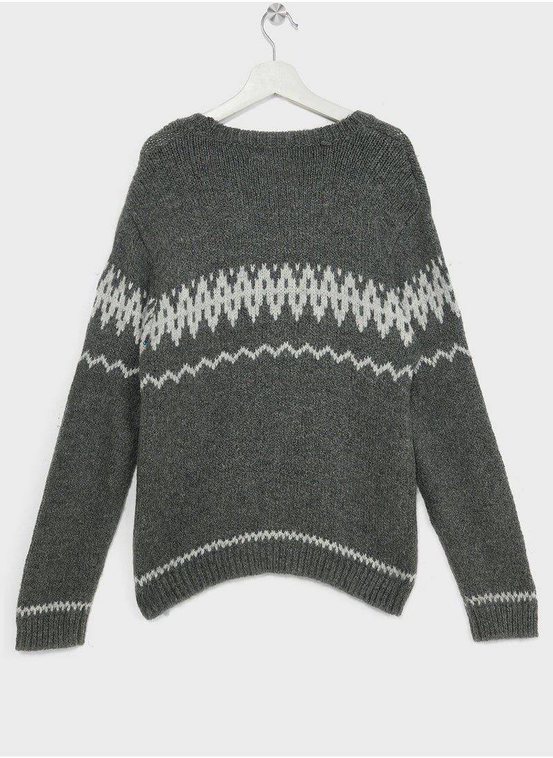 MANGO - Kids Printed Knit Sweater - Image 1