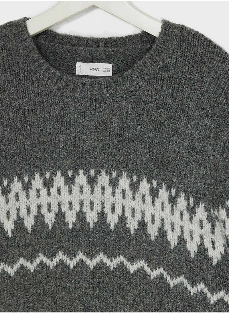MANGO - Kids Printed Knit Sweater - Image 1