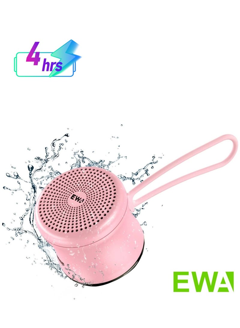 EWA مكبر صوت بلوتوث ميني EWA A119 مع حبل، مكبر صوت صغير مع مشعاع باس، مقاوم للماء IPX7، صغير ولكنه قوي، مكبر صوت معدني محمول لطيف للغاية للمنزل، المكتب، السفر، في الهواء الطلق (وردي) - Image 1