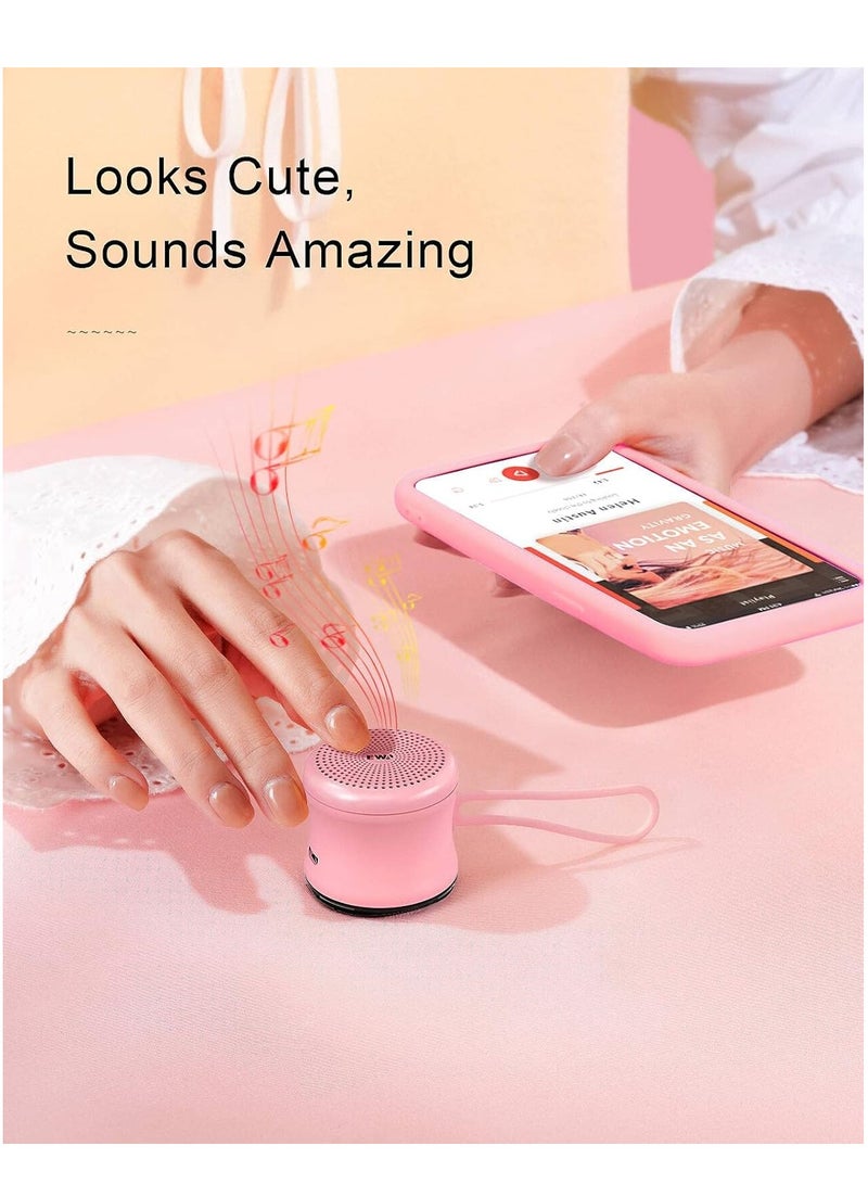 EWA مكبر صوت بلوتوث ميني EWA A119 مع حبل، مكبر صوت صغير مع مشعاع باس، مقاوم للماء IPX7، صغير ولكنه قوي، مكبر صوت معدني محمول لطيف للغاية للمنزل، المكتب، السفر، في الهواء الطلق (وردي) - Image 2