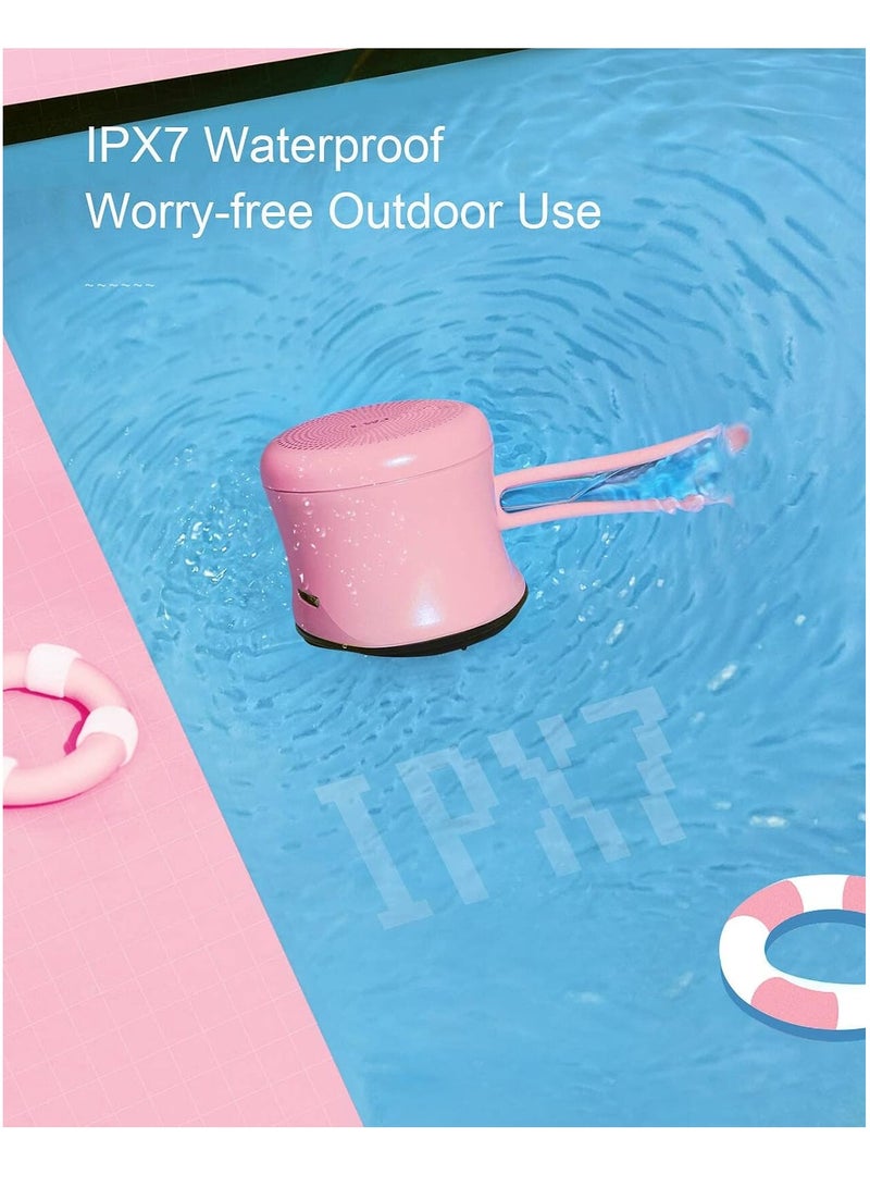 EWA مكبر صوت بلوتوث ميني EWA A119 مع حبل، مكبر صوت صغير مع مشعاع باس، مقاوم للماء IPX7، صغير ولكنه قوي، مكبر صوت معدني محمول لطيف للغاية للمنزل، المكتب، السفر، في الهواء الطلق (وردي) - Image 3