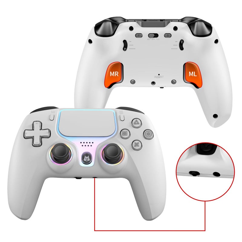 NBCP Wireless Controller for PS5 Compatible with PlayStation 5 PS5 ProSlimPC with Hall Effect Joysticks Back Paddles Macro Bluetooth 50 Turbo Dual Vibration 6Axis Gyro RGB Ring 1000mAh 35mm Audio Jack PS5 Pro Controller Gamepad with Speaker - Image 2