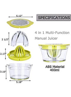 Arabest Lemon Orange Juicer Manual Hand Squeezer with Built-in Measuring Cup and Grater, 12OZ, Green  - Image 3