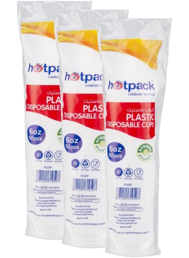 Hotpack Disposable Plastic Cup 6 ounce, 50-Pieces Pack of 3 - Image 1