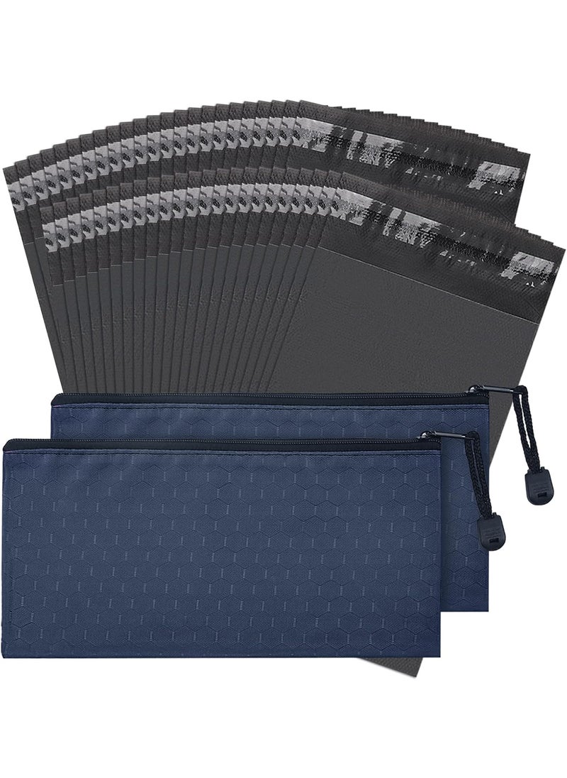 HQSLsund Sanitary Napkin Disposal Bags, Feminine Personal Disposal Bags, 200pcs Gray Opaque Bags and 2pcs Dark Blue Sanitary Napkin Storage Bags for Sanitary Disposal, Tampons, Pads, and Liners 