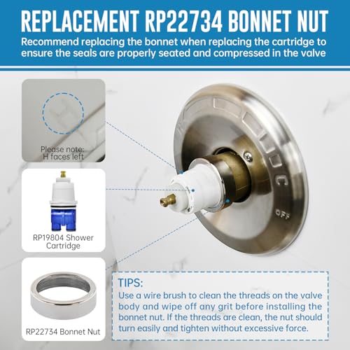 Ahenbal RP19804 Shower Cartridge Compatible with Delta 1300/1400 Series, Shower Faucet Parts Replacement Pressure Balance Cartridge for Delta Monitor Valves 1993-2007（Include RP22734 Bonnet Nut） - Image 4