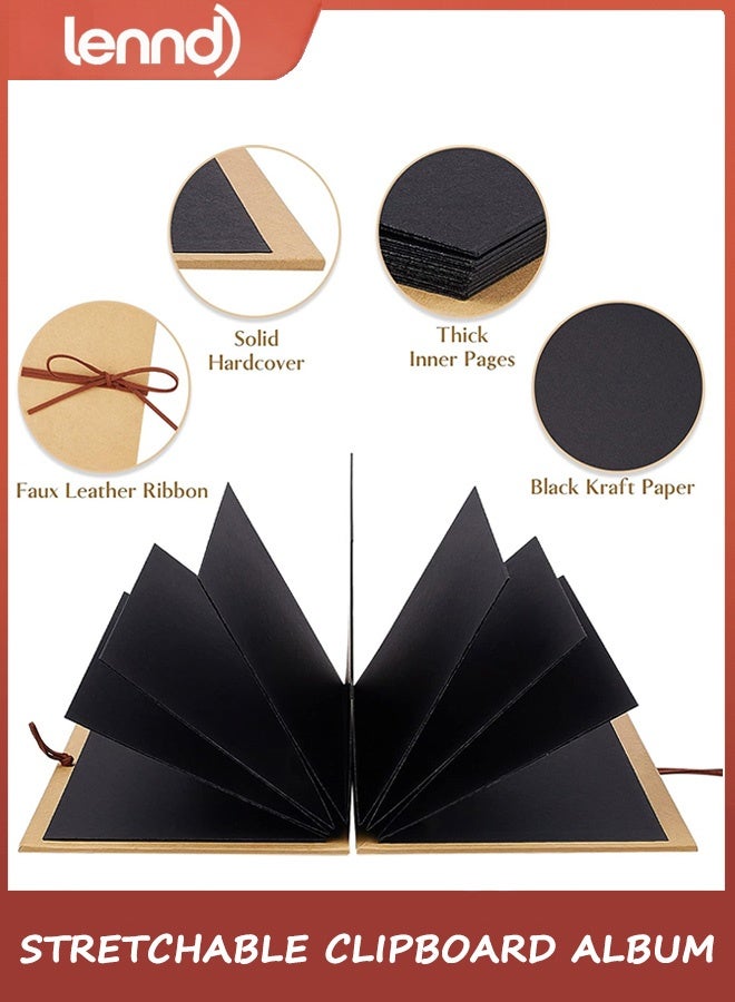 LENND Scrapbook Album Photo Album with DIY Accessories Set, Stretchable Folding Kraft Paper Memory Book for Wedding Anniversary - Image 3