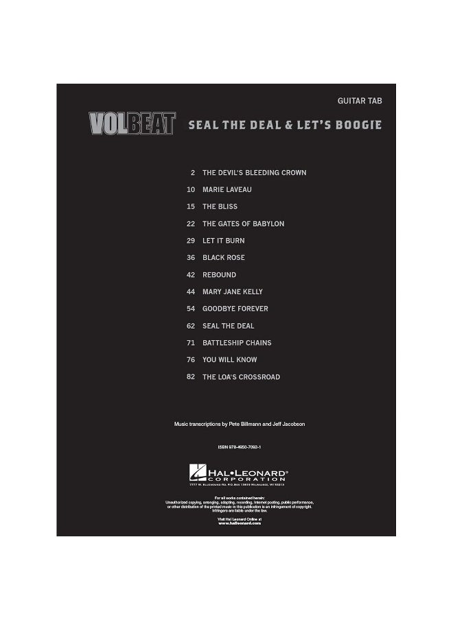 null - Volbeat - Seal the Deal & Let's Boogie: Tab Transcriptions with Lyrics - Image 1