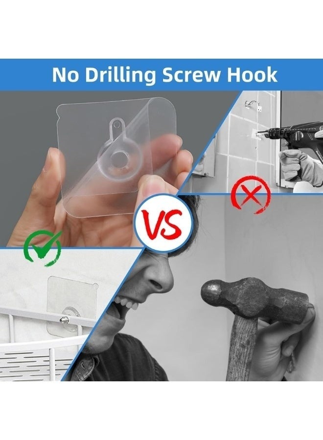 100 pcs Heavy Duty Wall Hooks Self Adhesive Hook Strong Nail Transparent Screw Holder Self Sticking Wall Hooks for Bathroom Kitchen Wall Hanging Ceiling Screw Net Length 8m - Image 4