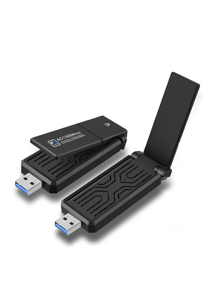 Y&D - USB WiFi Adapter, for Desktop PC Wireless Network AC1300Mbps Long Range, Dual-Band 5dBi High Gain Antenna, USB3.0, 2.4GHz/5GHz, Windows7-11/XP, Mac OS 10.9-10.15 - Image 1