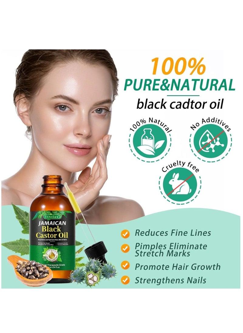 Frovetani 120ml Jamaican Black Castor Oil for Hair 100% Pure Cold Pressed Stimulate Growth for Hair Eyelashes Eyebrows Nails Skin Moisturizer Hair Oil and Body Oil Moisturizing Massage Oil  - Image 3