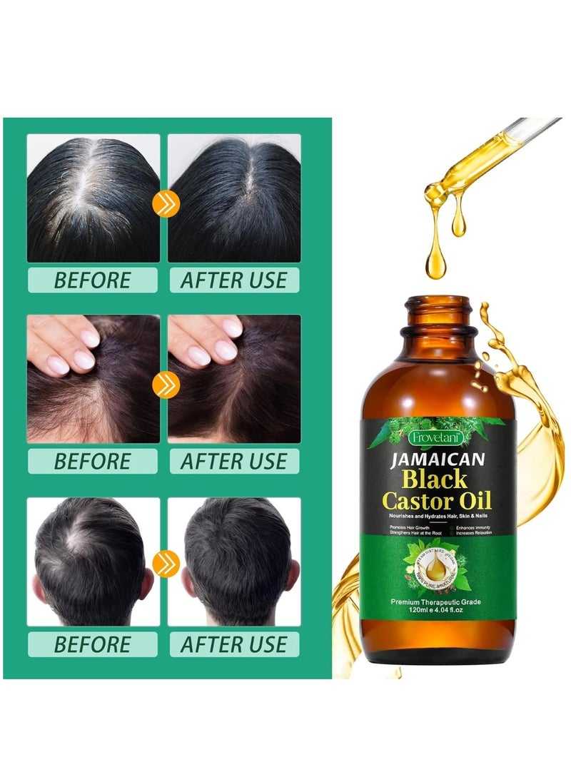 Frovetani 120ml Jamaican Black Castor Oil for Hair 100% Pure Cold Pressed Stimulate Growth for Hair Eyelashes Eyebrows Nails Skin Moisturizer Hair Oil and Body Oil Moisturizing Massage Oil  - Image 5