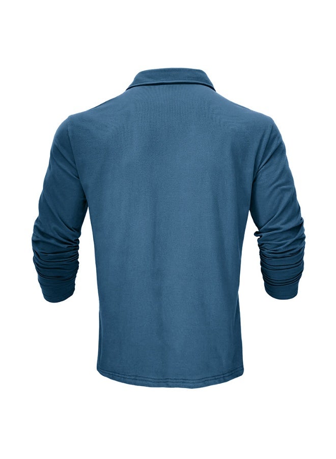 general Men's Cotton Polo Shirts Performance Long Sleeve T-Shirts Moisture Wicking Dry Fit Polos Fashion Golf Shirt for Men - Image 2