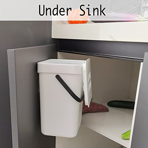 LALASTAR Compost Bin Indoor Kitchen Sealed, Hanging Small Trash Can with Lid Under Sink for Kitchen, Food Waste Bin for Countertop, Mountable Garbage Can for Bathroom, RV, 5L/1.3 Gal, White - Image 4
