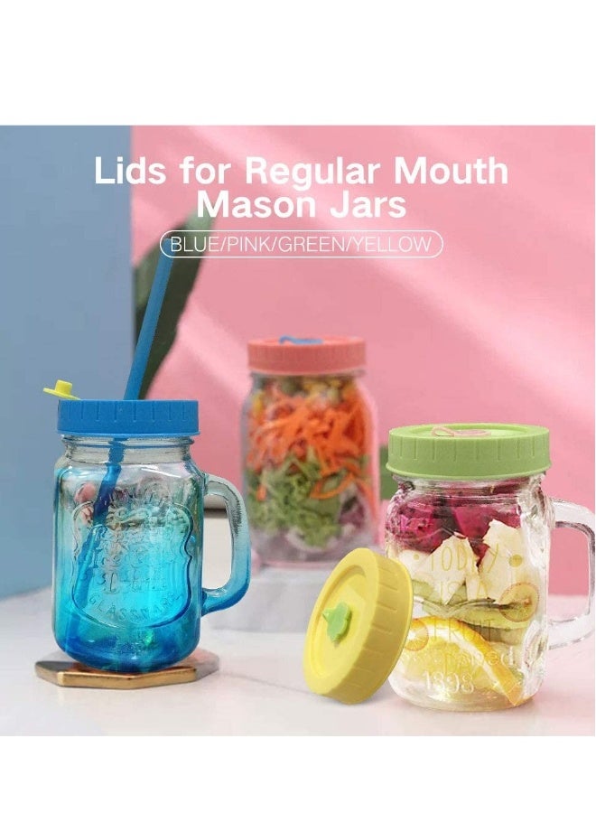 Mason Jar Lids with Straw Hole/Plastic Straws/Silicone Stoppers/Silicone Rings/Cleaning Brush, BPA Free Plastic Canning Lids, Great for Drinking & Food Storage(26 Pack)  - Image 2