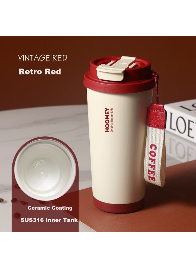 Hoomey Insulated Mug With Ceramic Inner Liner, Coffee Cup For Men And Women, Stylish Straw Water Bottle, New 2025 Model Cold Thermos Cup - Image 1