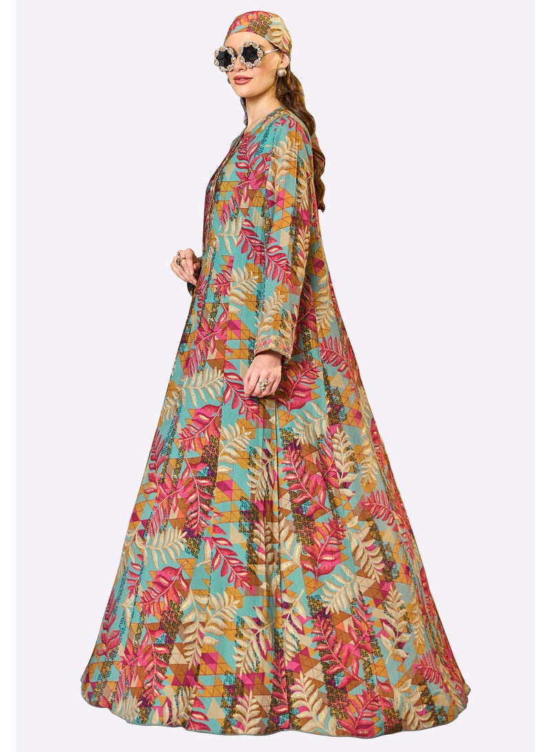 Sara Arabia جلابية سارة العربية بأوراق استوائية - Image 2