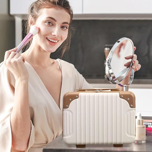 Gvnd Hard Shell Makeup Case for Travel Hand Luggage Portable Carrying Makeup or Cosmetic Bag Storage Organizer Vanity Box Mini Suitcase 14'' for Women, Girls & Bride - Image 2