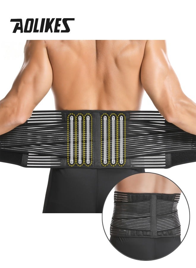AOLIKES Waist Trimmer with 6-Spring Support, Sports Back Support Belt for Women and Men, Adjustable & Breathable Waist Trainer for Back Pain Relief, Posture Correction and Enhanced Core Stability, Effective Workout & Body Shaping (Black, XL) - Image 1